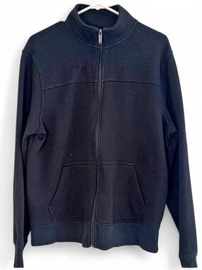 Michael Kors Men's Black Full-Zip Ribbed Yoke Jacket